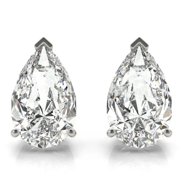 Stud Earrings with Lab Grown Pear Shape Diamond - 9k Gold - 9k White Gold / 0.75 Carat: the shop's own photo