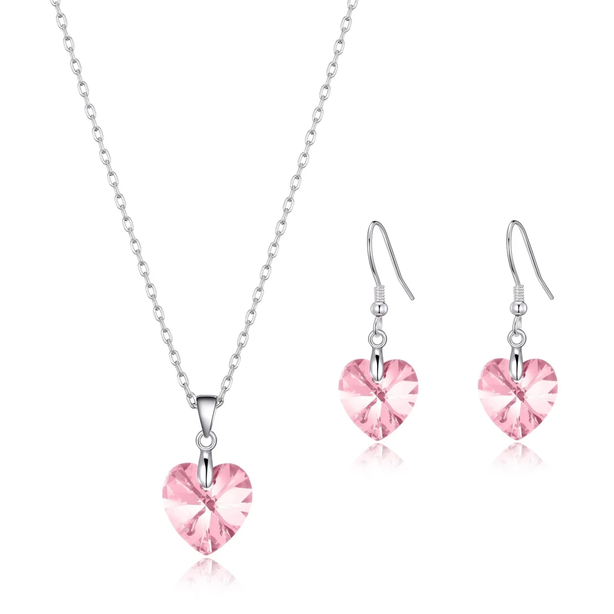 Sterling Silver Light Pink Heart Set Created with Zircondia® Crystals: the shop's own photo