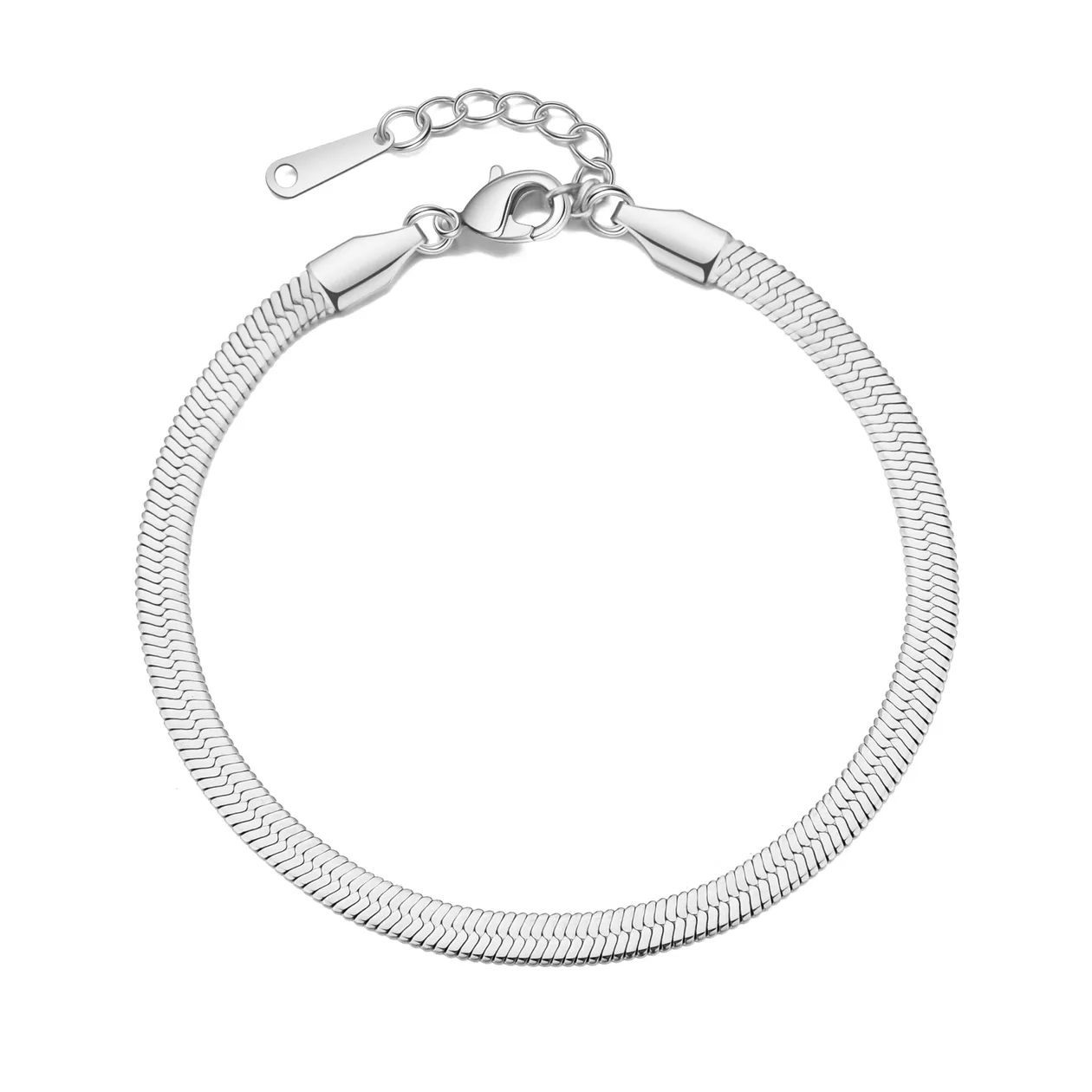 Stainless Steel Herringbone Flat Snake Chain Bracelet: the shop's own photo