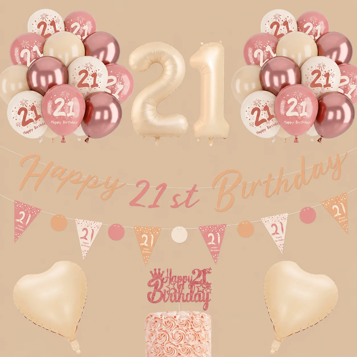 21st Birthday Blush Pink & Rose Gold Set: the shop's own photo
