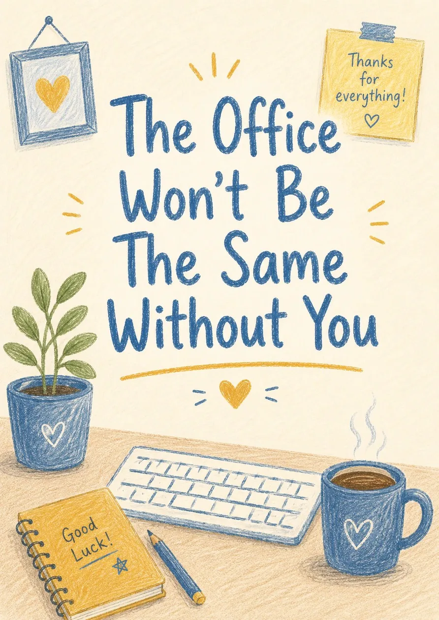 The Office Won't Be The Same Without You Leaving Card: the shop's own photo