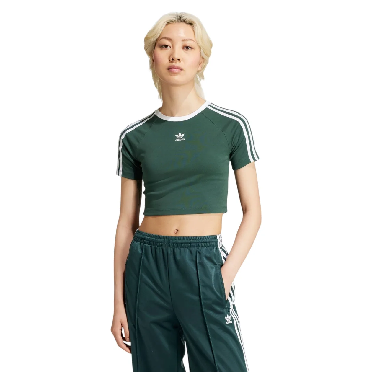 adidas Originals Women's 3-Stripes Baby Tee - Mineral Green | Size: XL: the shop's own photo