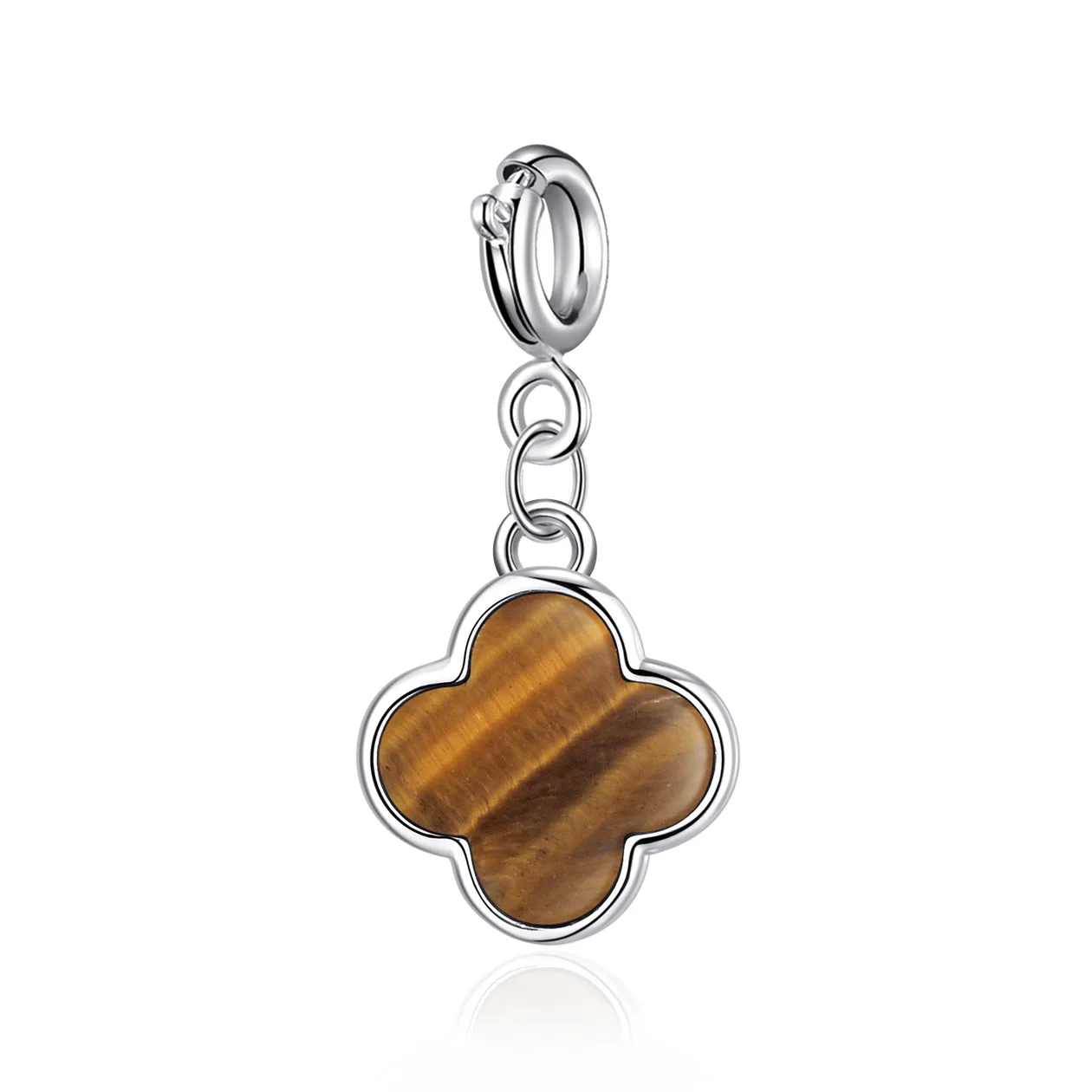 Clip On Gemstone Clover Charms - Tigers Eye: the shop's own photo