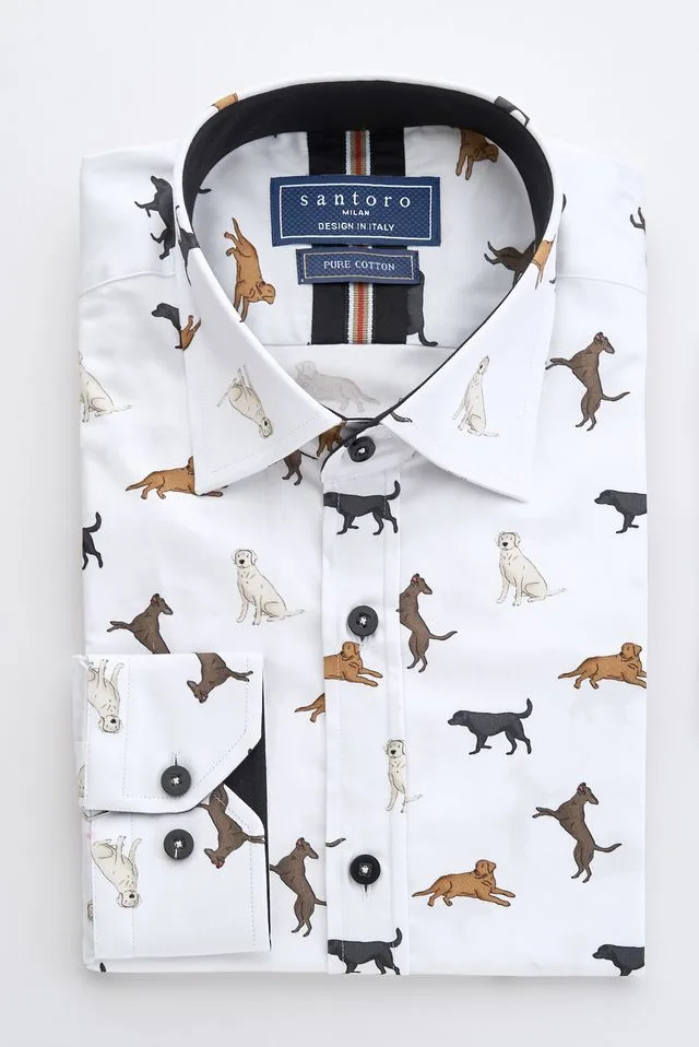 White Shirt with Dog Print: the shop's own photo