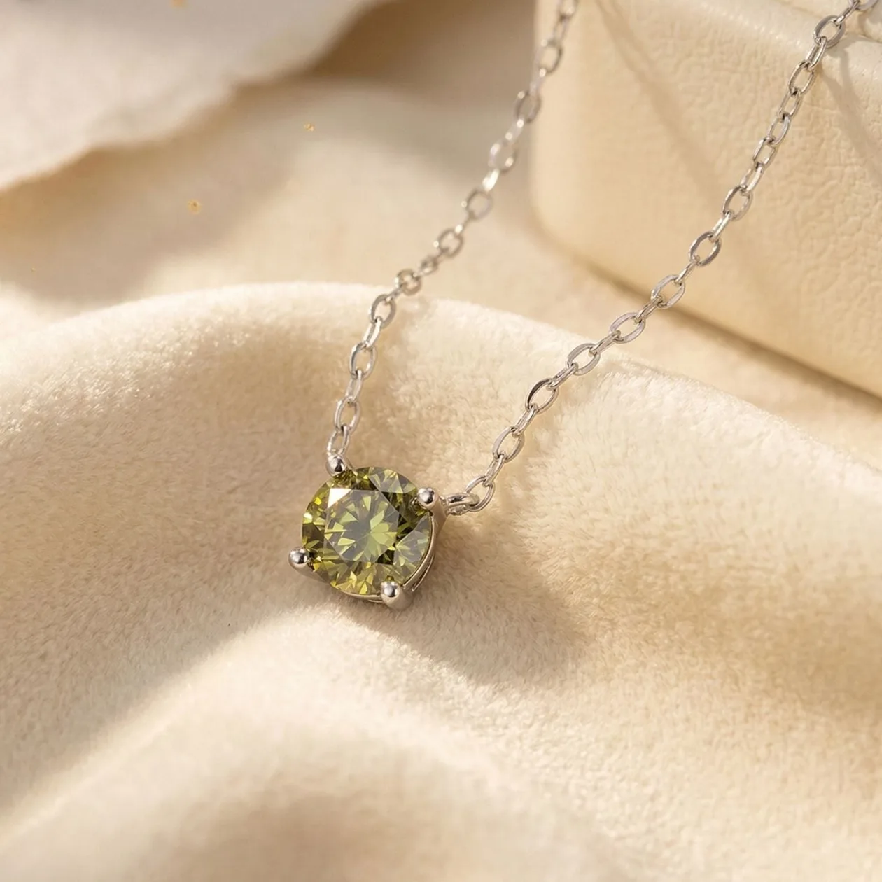Peridot Moissanite Crystal Sterling Silver Necklace: the shop's own photo