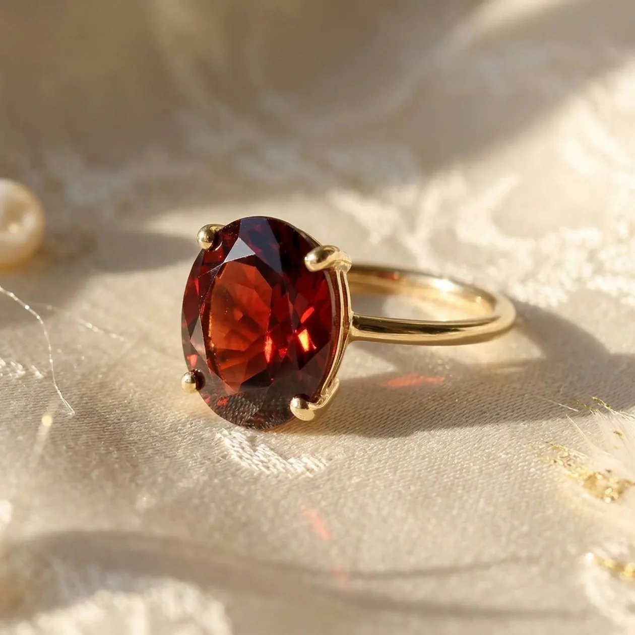 18ct Gold Vermeil Garnet January Birthstone Crystal Glow Ring - O (55.1mm): the shop's own photo