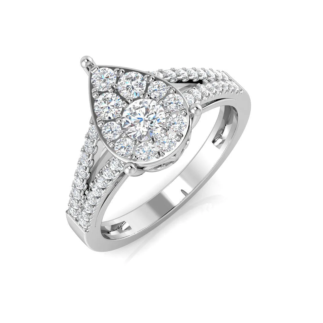 Natural Round Cut Cluster Diamond Pear Shape Ring - Lab Grown Diamond / 0.50 Carat / 18k Yellow Gold: the shop's own photo