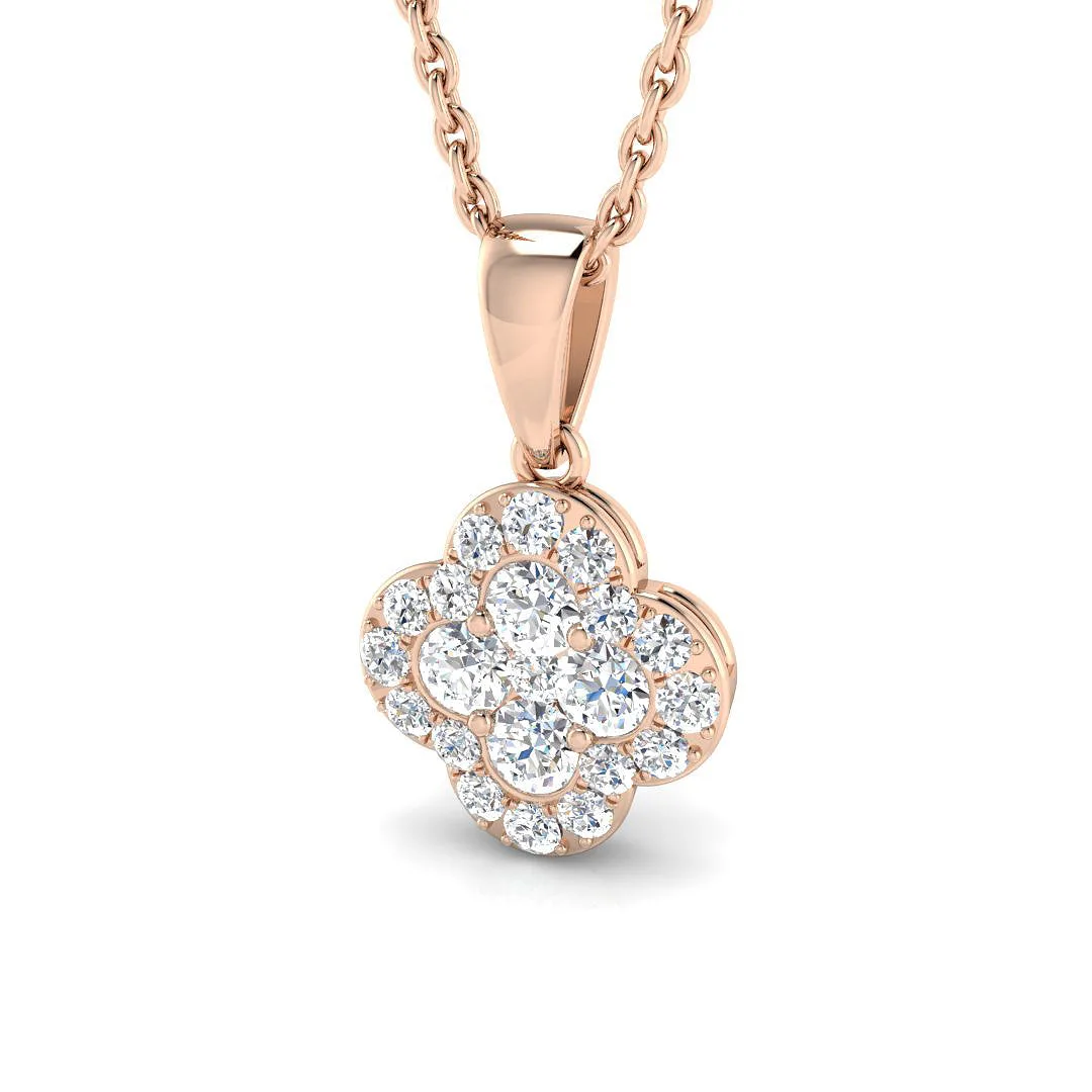 Flower Diamond Pendant Necklace | White Gold Floral Design - 9k Rose Gold / Natural Diamond(F/SI) / 0.30 Carat: the shop's own photo