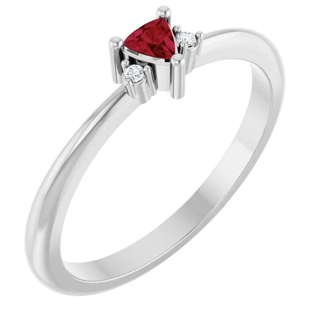 Trillion Lab-Grown Ruby Accented Ring with Diamond Accents in Platinum - 18k Yellow Gold / 2.50 Carat / Natural-AA: the shop's own photo