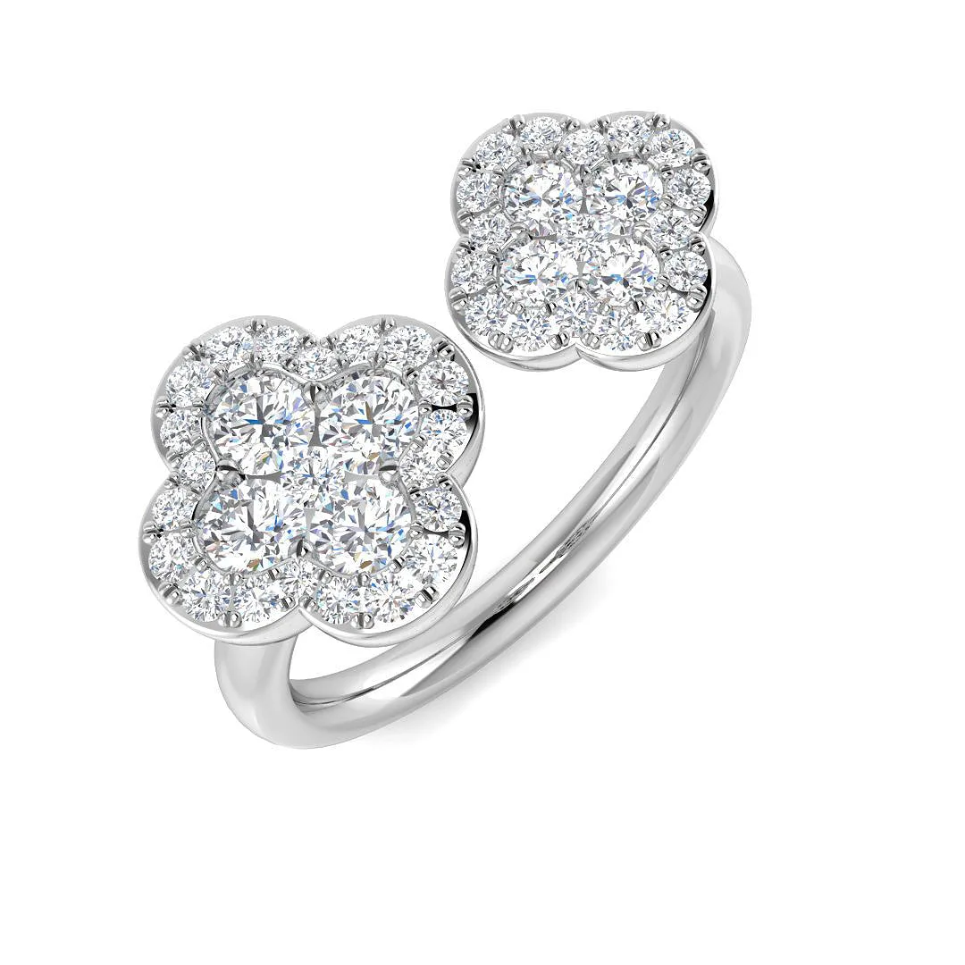 Natural Round Cut Diamond Cluster Engagement Clover Set Ring - 18k Yellow Gold / 0.50 Carat / Lab-Grown Diamond: the shop's own photo