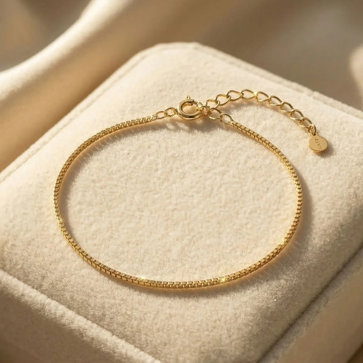 Gold Plated Everyday Minimalist Box Chain Bracelet: the shop's own photo