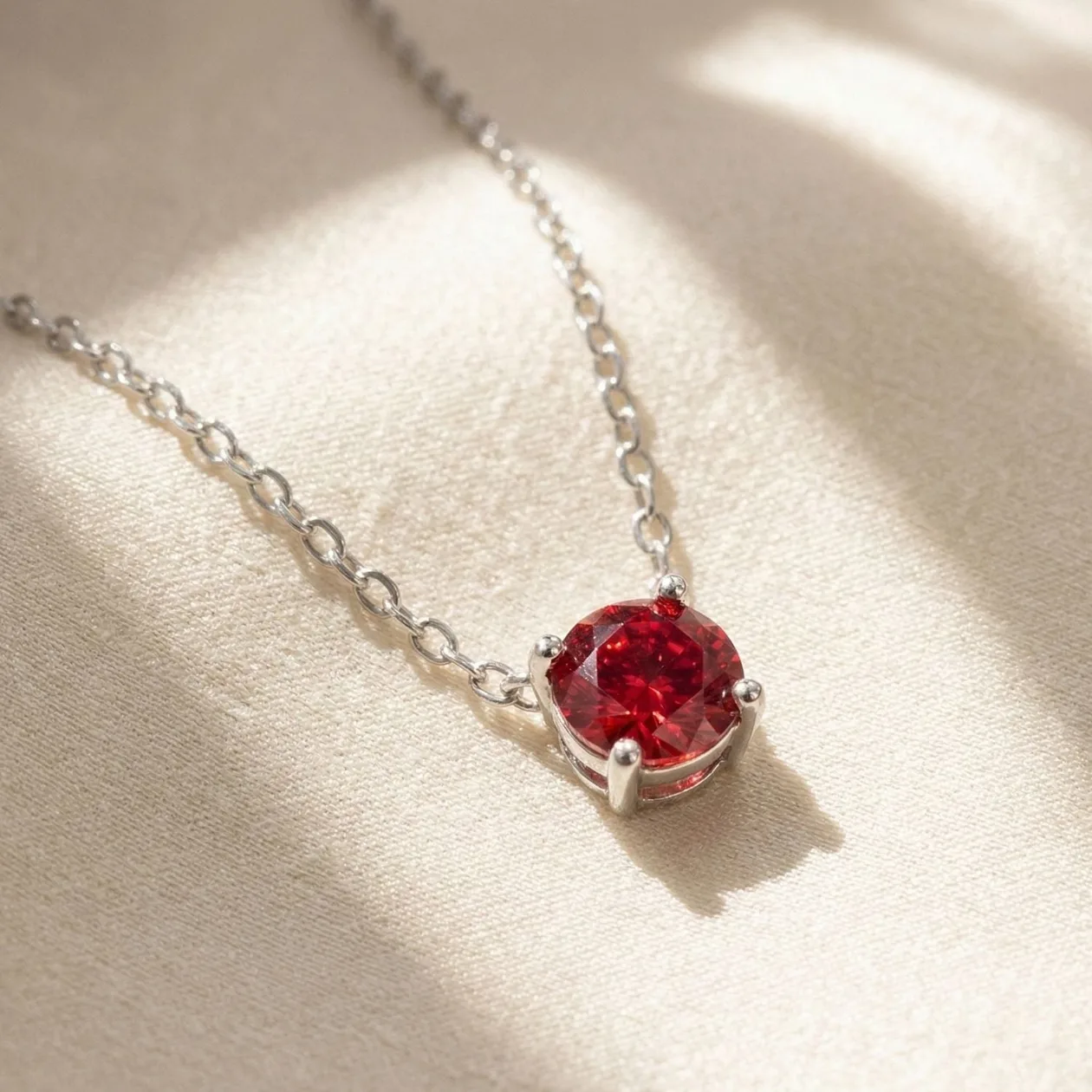 Ruby Moissanite Crystal Sterling Silver Necklace: the shop's own photo