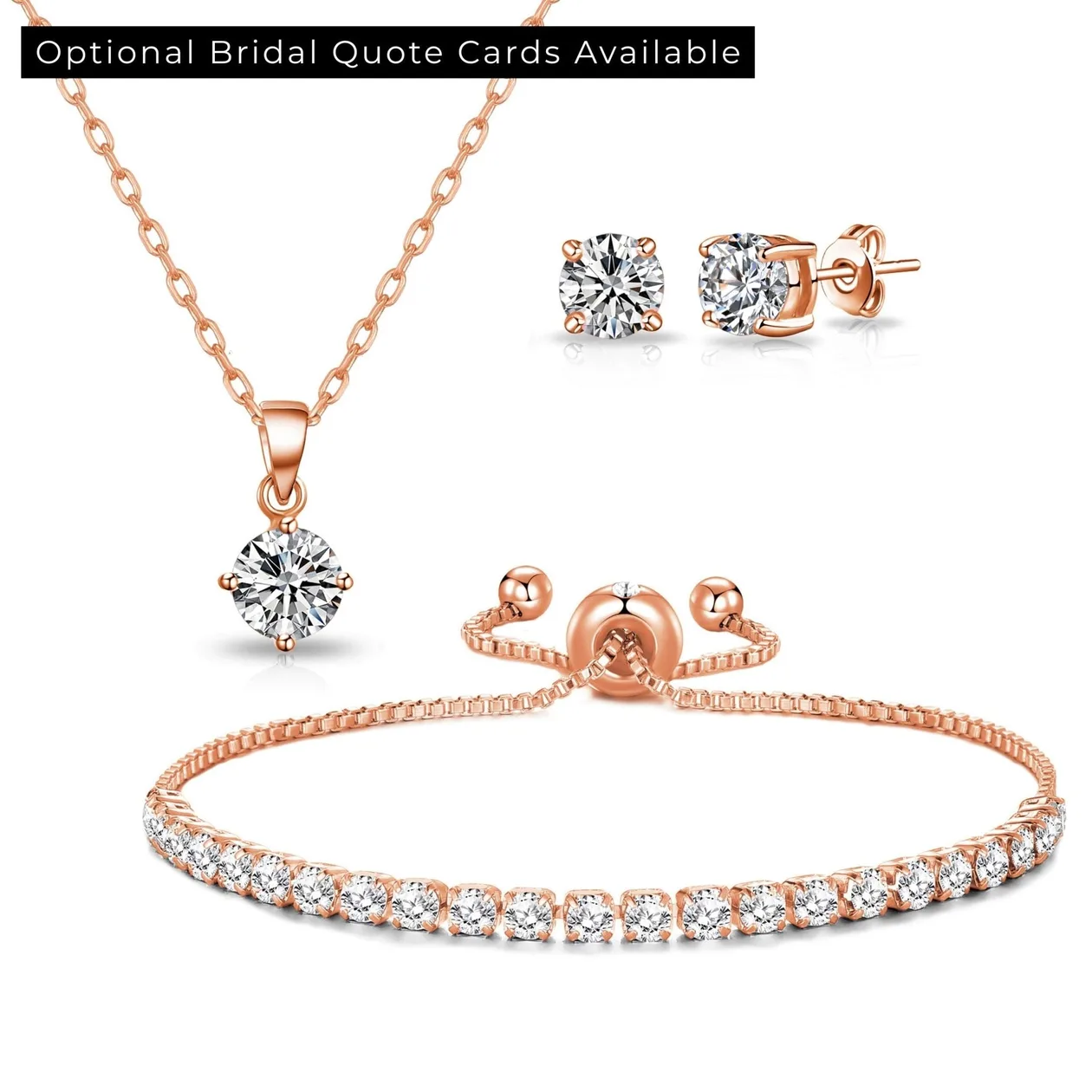 Rose Gold Plated Solitaire Friendship Slider Bridal Set Created with Zircondia® Crystals: the shop's own photo