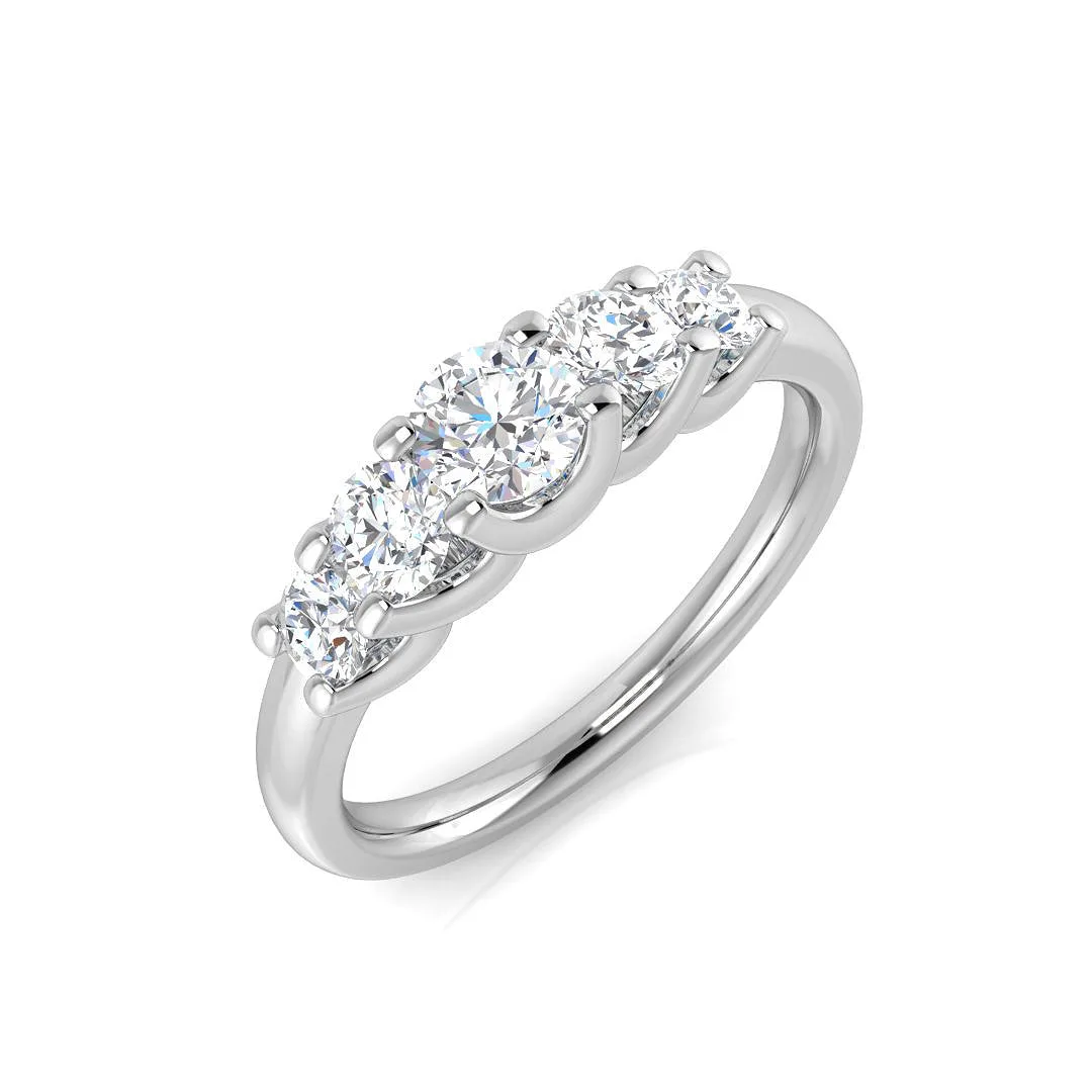 5 Stone Lab Grown Diamond Ring | Round Cut U-Prong | 0.50-1.00ct D/VVS - 1.00 Carat / 18k Yellow Gold: the shop's own photo