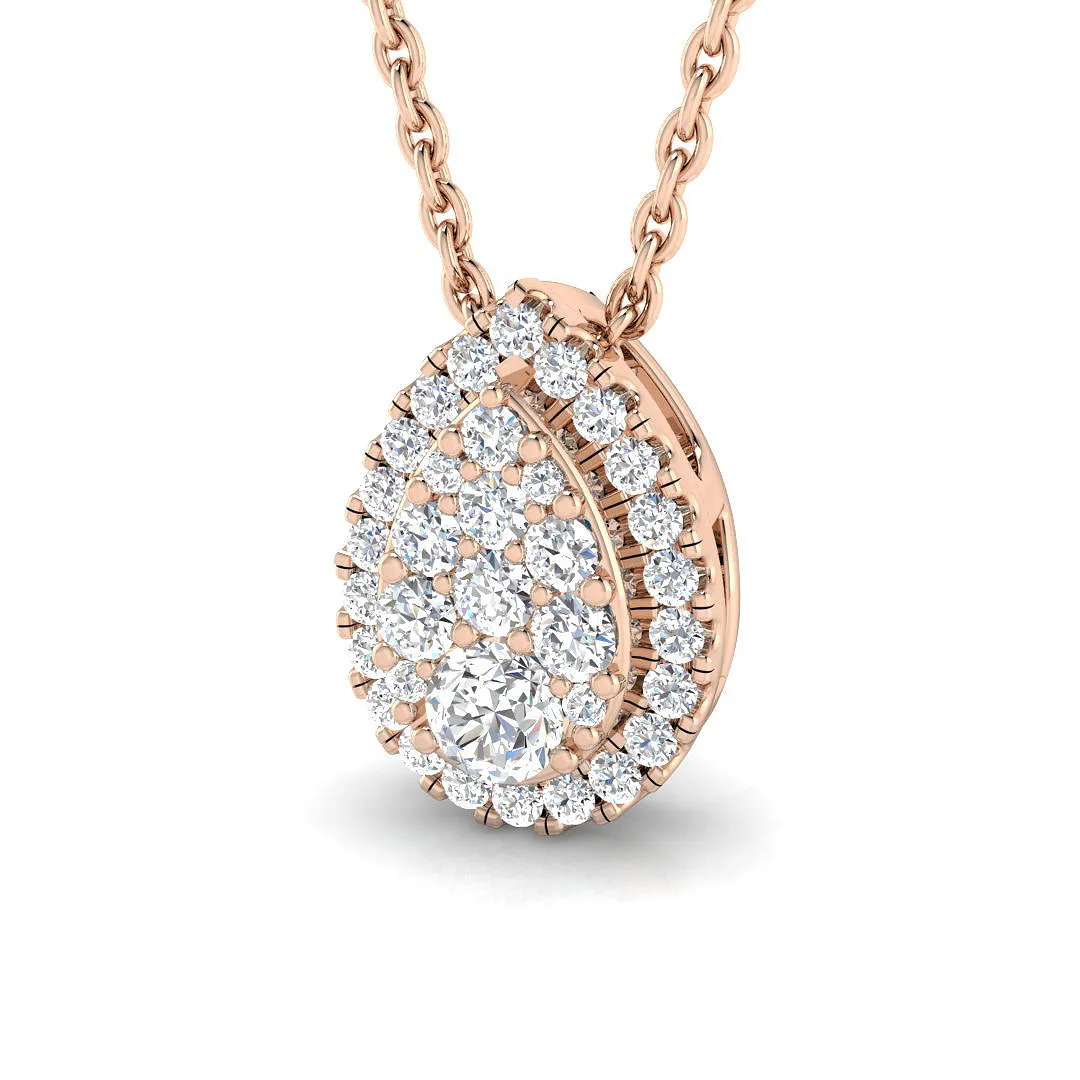 Pear-Shaped Diamond Pendant Necklace with Lab-Grown Diamonds Without Chain - 9k Rose Gold / Natural Diamond(F/SI) / 0.25 Carat: the shop's own photo