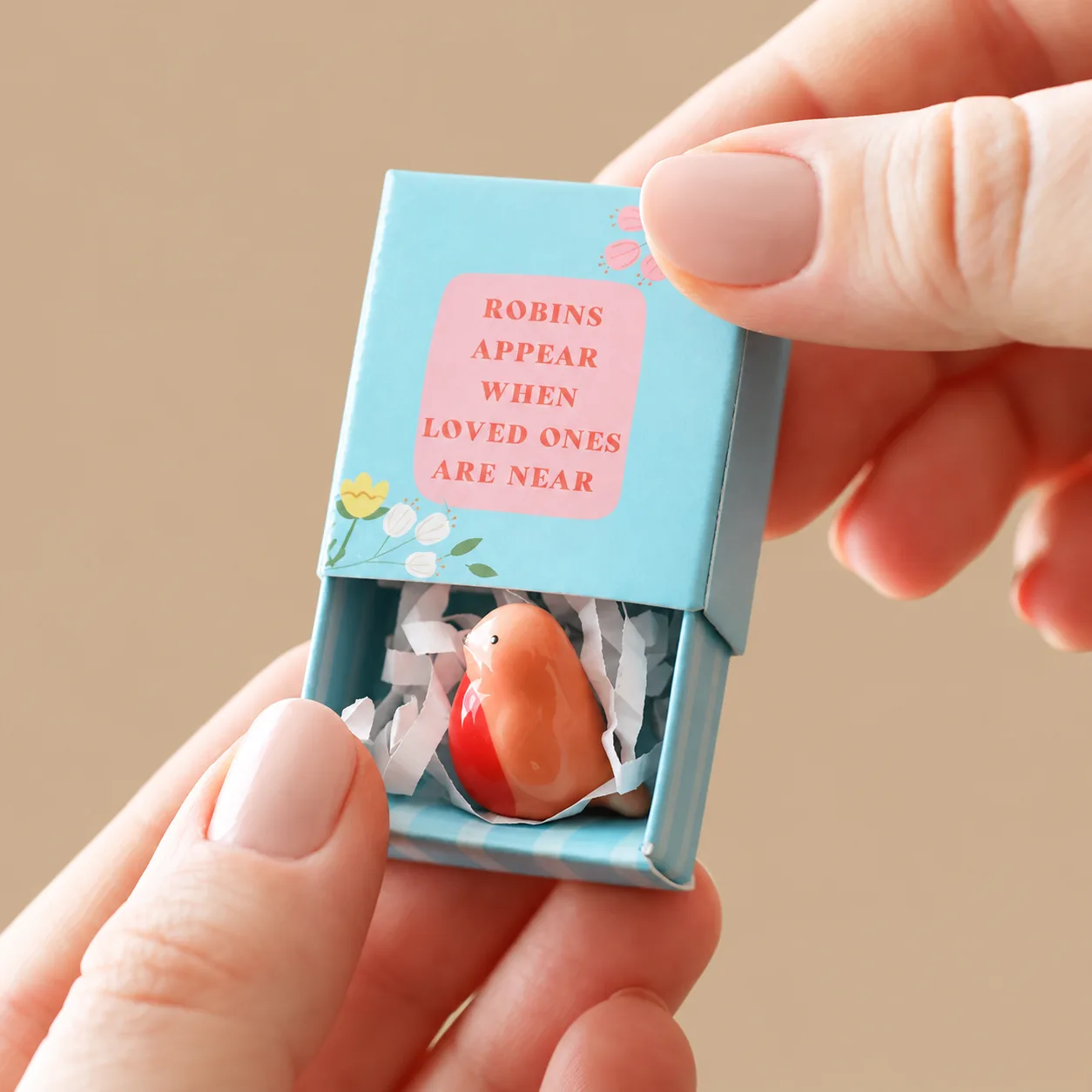 Lisa Angel Tiny Matchbox Ceramic Robin: the shop's own photo