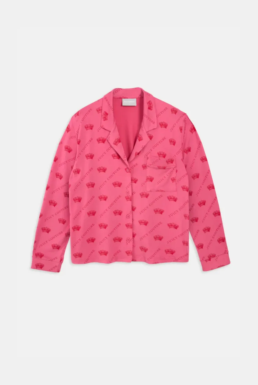 PINK LONG SLEEVE CROWN PYJAMA SHIRT - XS / Pink: the shop's own photo