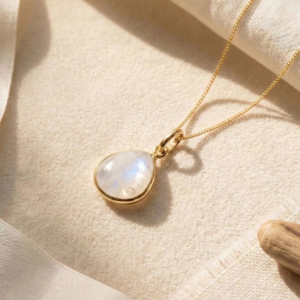 18ct Gold Vermeil Plated Moonstone June Birthstone Necklace: the shop's own photo
