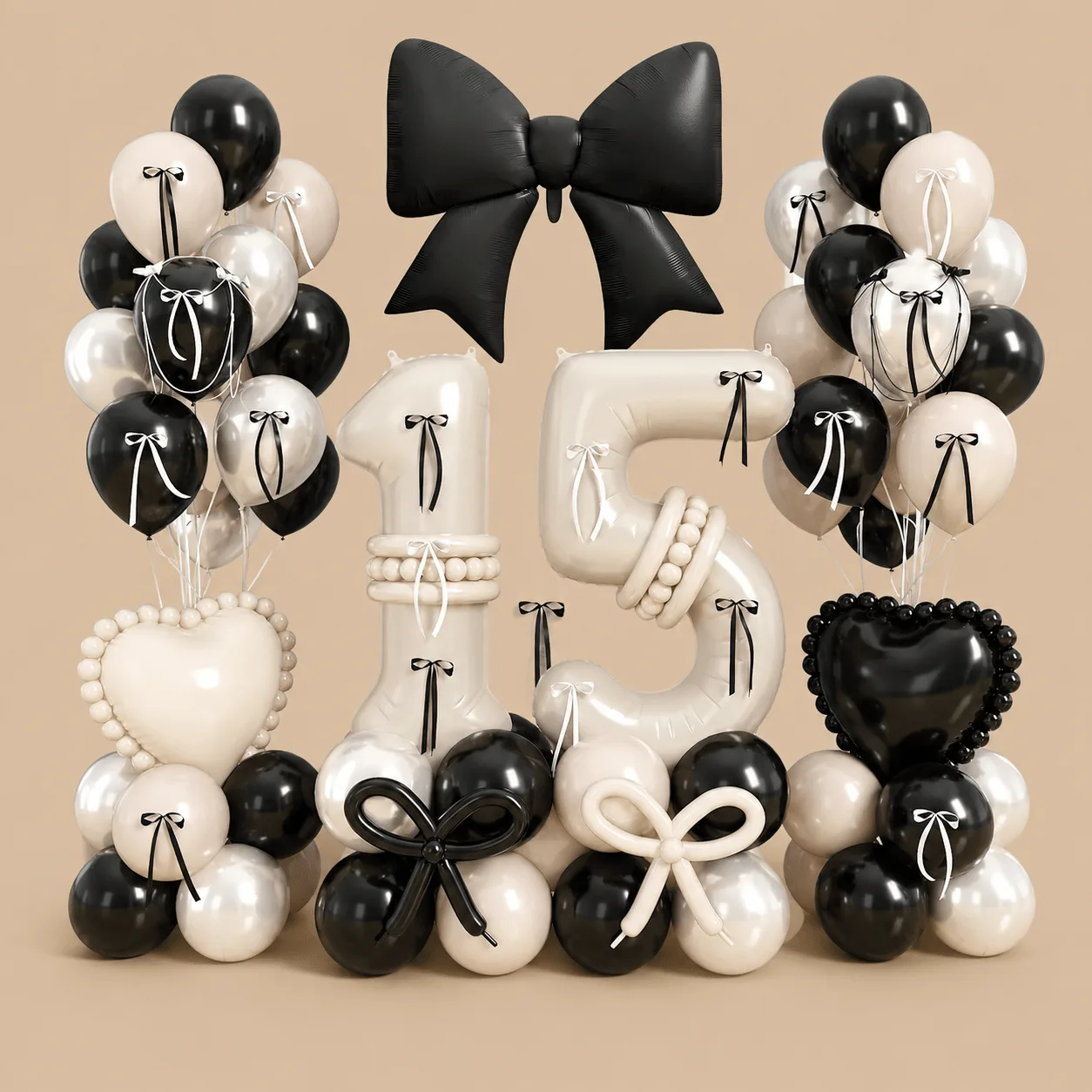 15th Birthday Beige Coquette Bow Balloon Set: the shop's own photo
