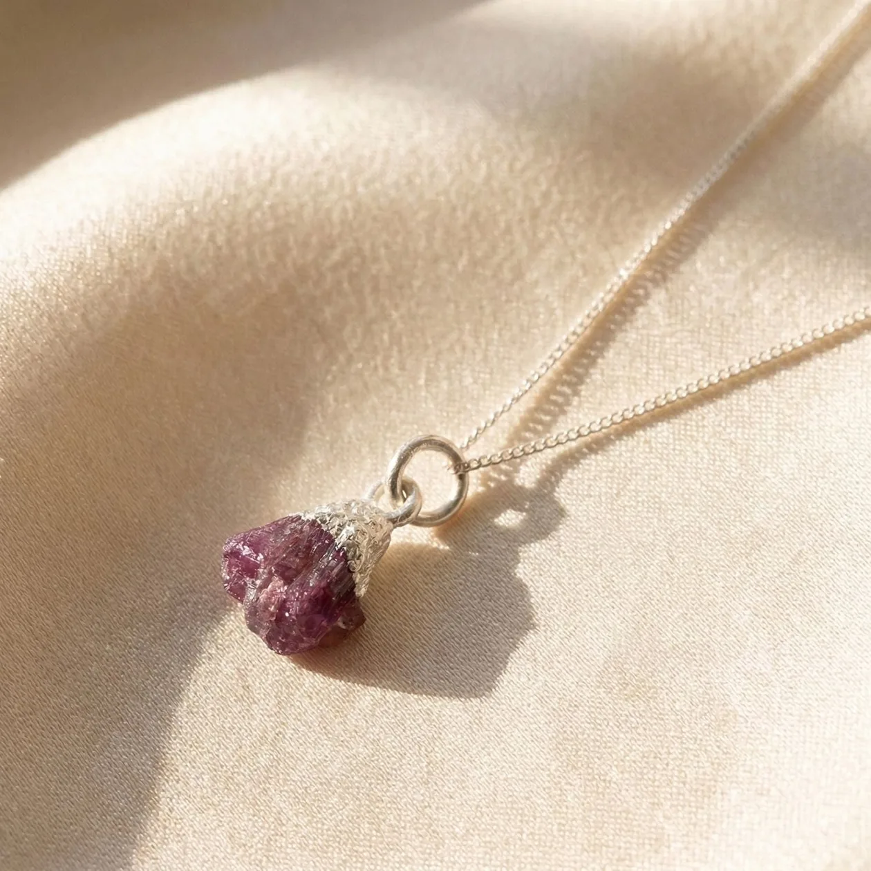 Raw Ruby Sterling Silver July Birthstone Necklace: the shop's own photo