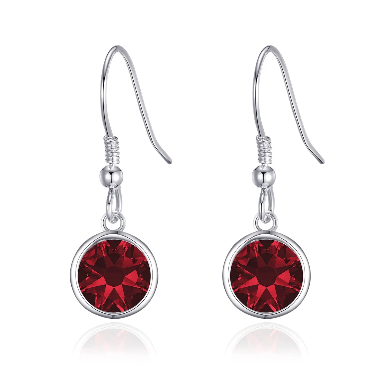 Dark Red Crystal Drop Earrings Created with Zircondia® Crystals: the shop's own photo