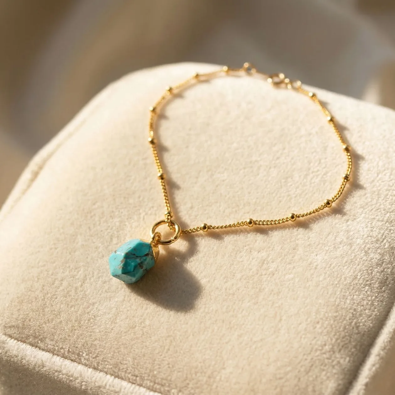 Raw Turquoise December Birthstone Satellite Bracelet: the shop's own photo