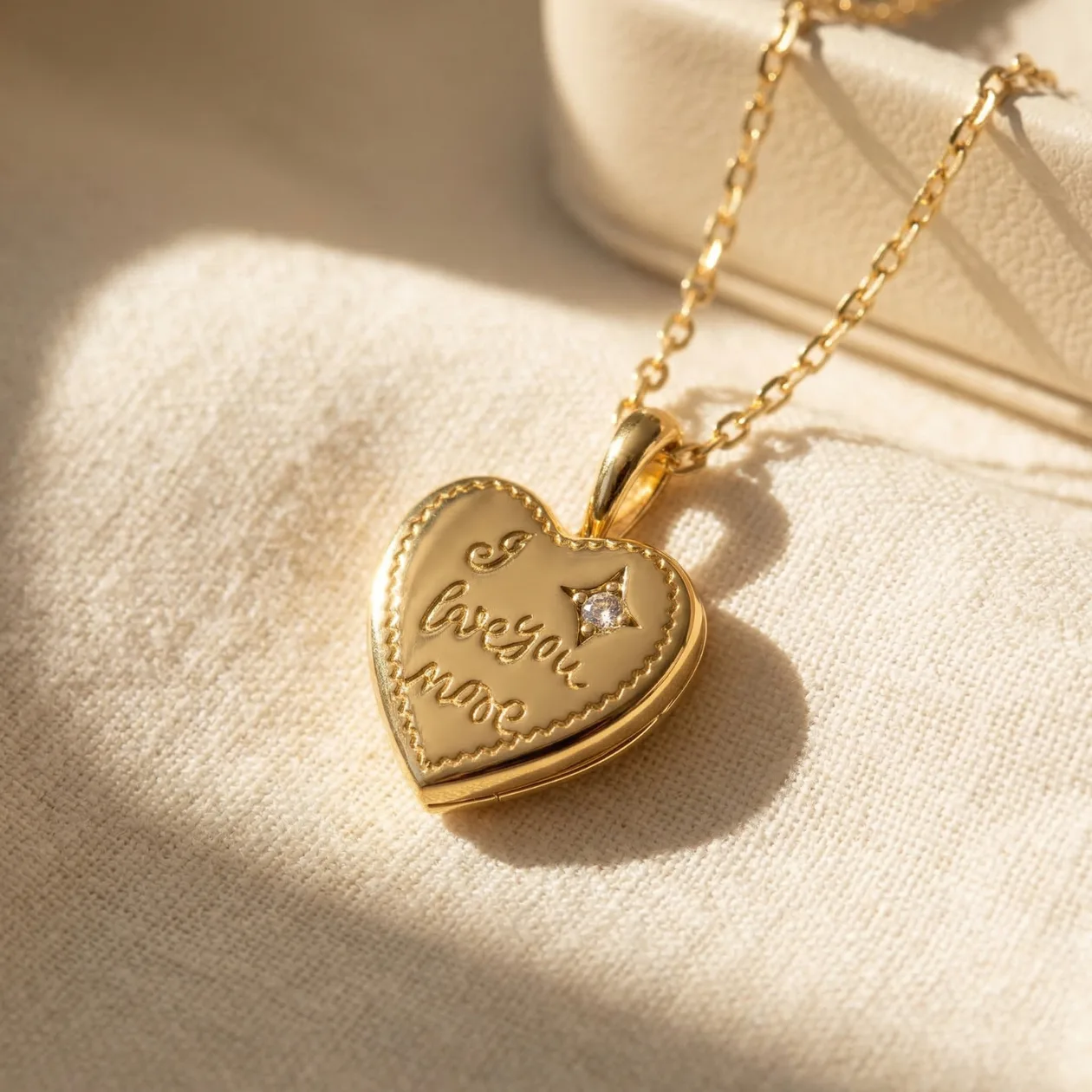 18ct Gold Plated I Love You More Heart Charm Necklace - add two photos: the shop's own photo