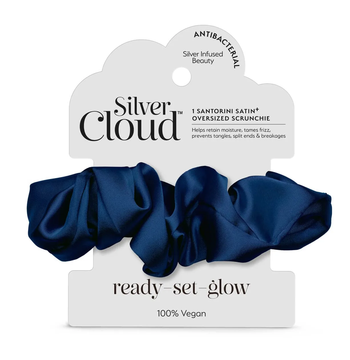 Satin+ Oversized Soft Satin Hair Scrunchie Santorini Navy: the shop's own photo