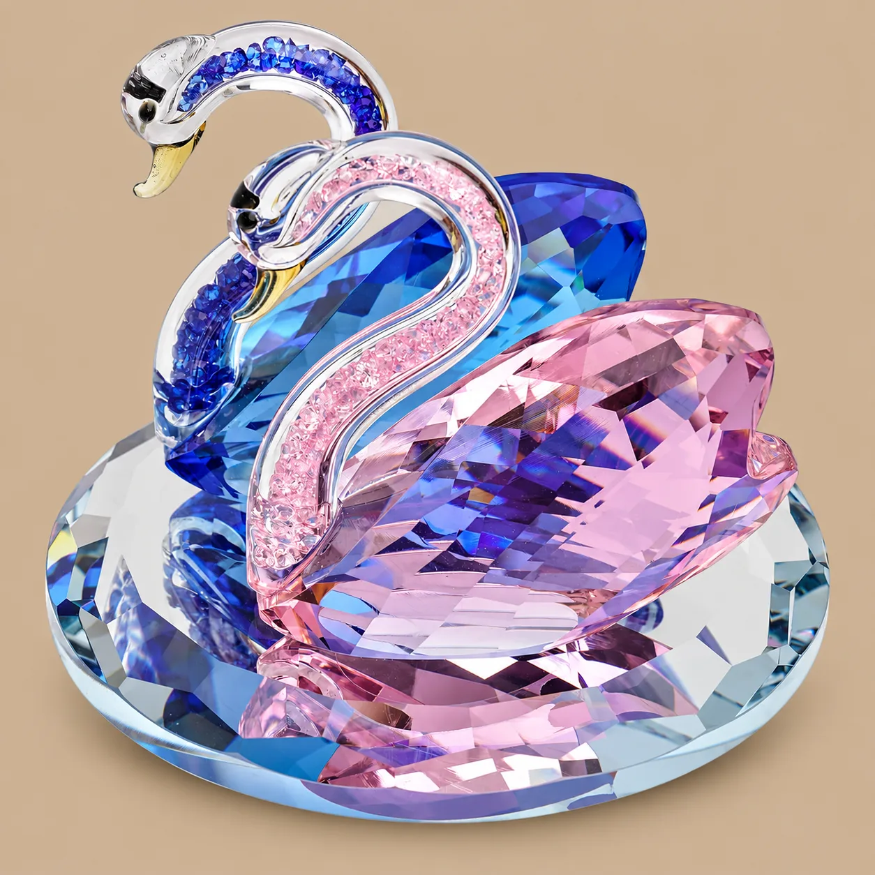 Pink and Blue Crystal Swan Wedding Figurine 10x8cm: the shop's own photo
