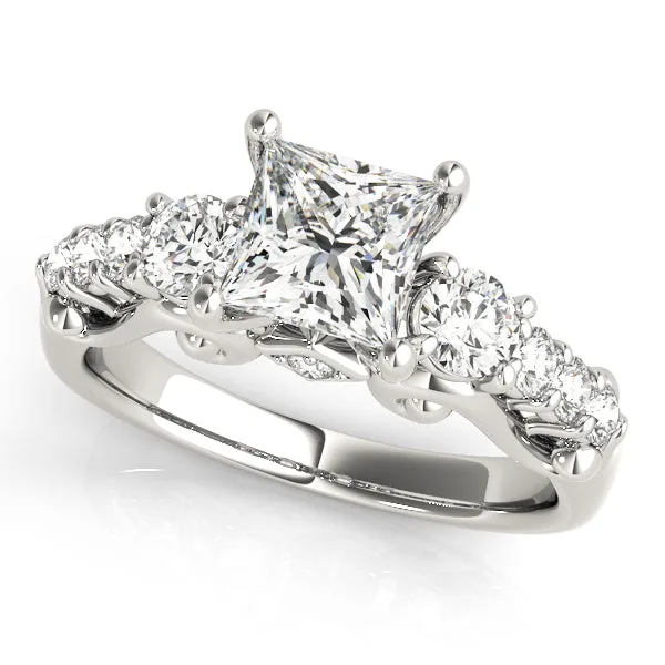 Lab-Grown Princess Cut D/VVS Diamond Side Stones Engagement Ring - 18k Yellow Gold / 0.50 Carat: the shop's own photo
