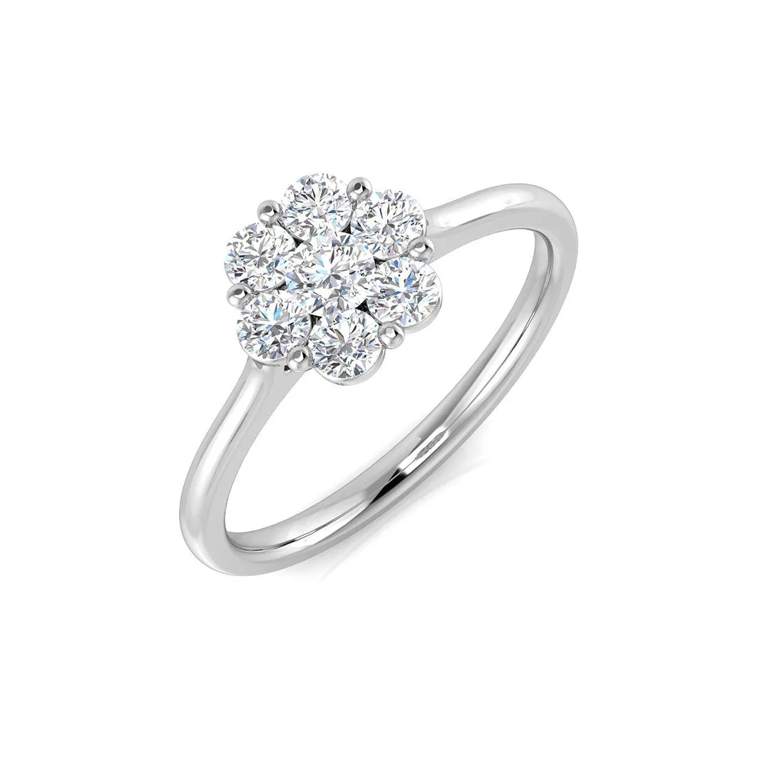 7-Stone Natural Round Cut Diamond Flower Cluster Ring - Lab Grown Diamond / 0.50 Carat / 18k Yellow Gold: the shop's own photo