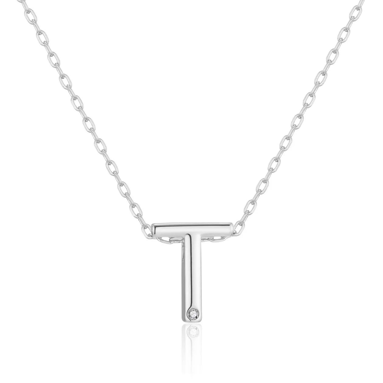 Customisable Initial Necklace (A-Z) with Option of Birthstone Charm - T: the shop's own photo