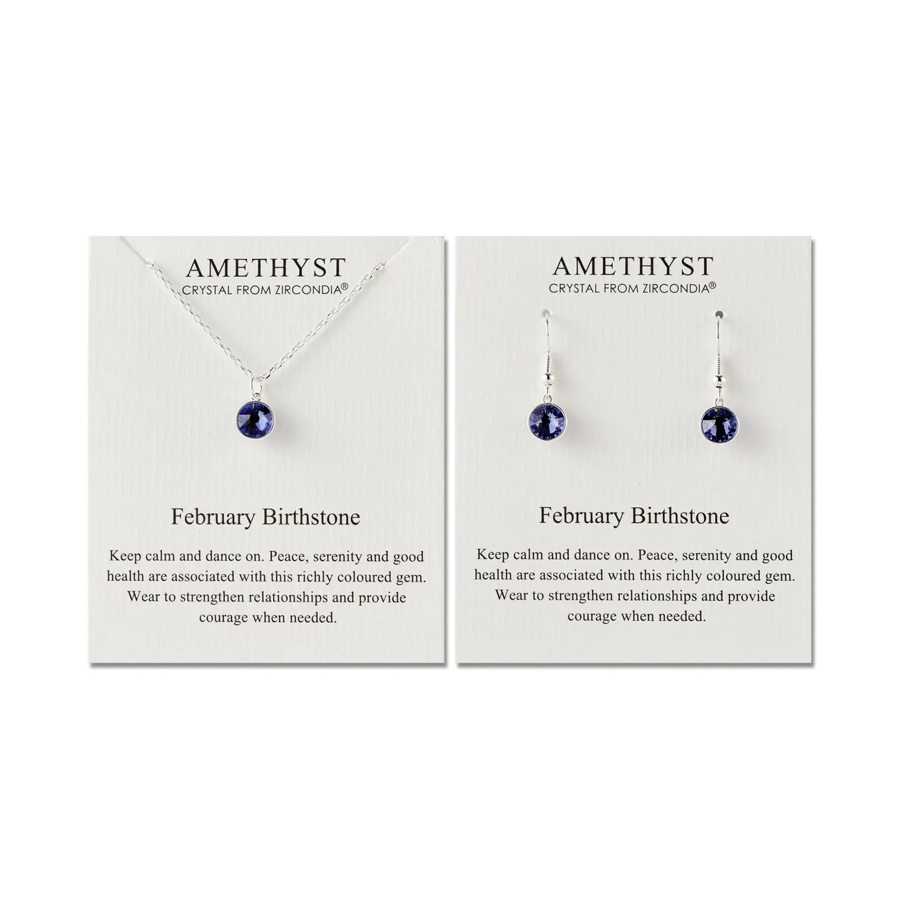February (Amethyst) Birthstone Necklace & Drop Earrings Set Created with Zircondia® Crystals: the shop's own photo