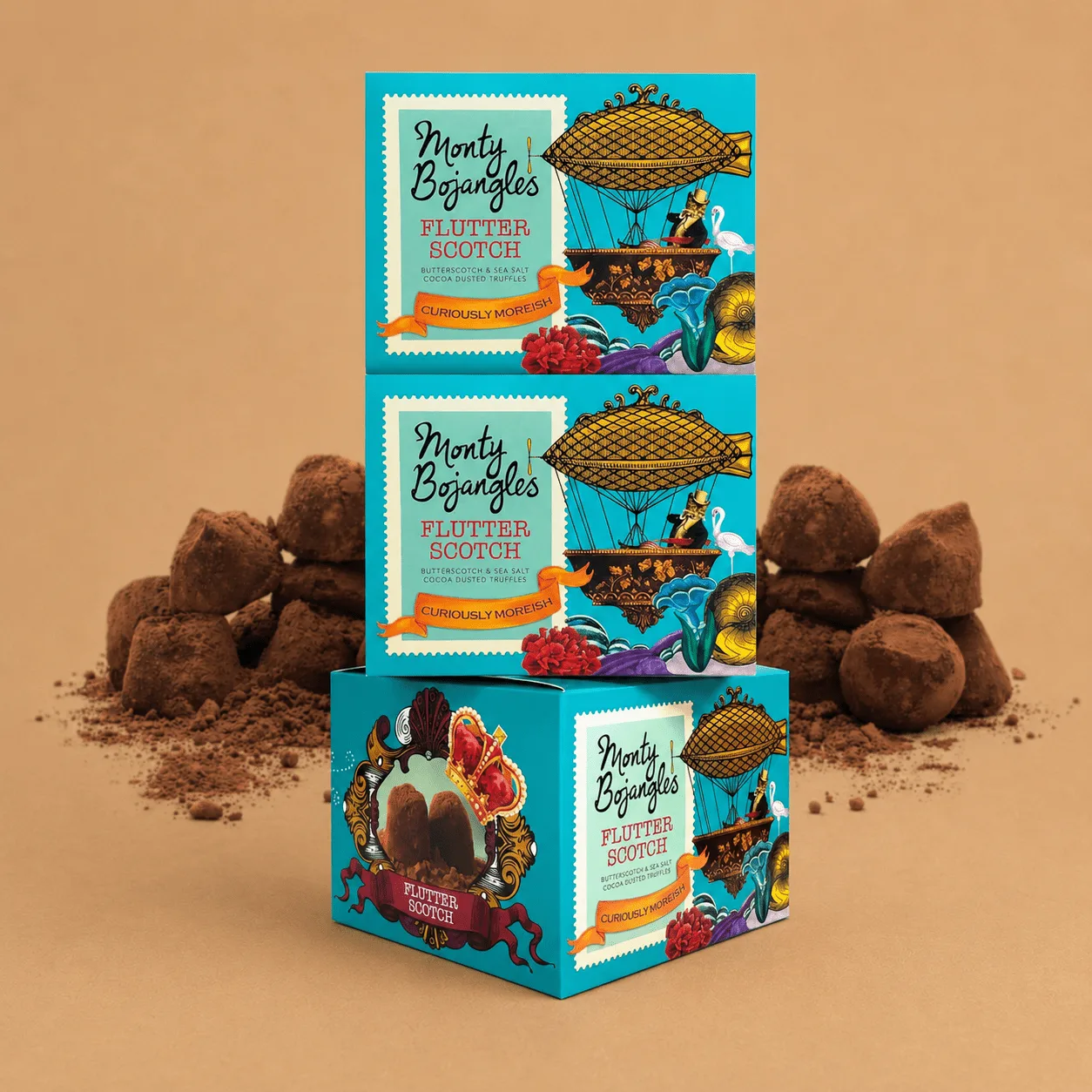 Monty Bojangles Flutter Scotch Cocoa Dusted Truffles Gift Box: the shop's own photo