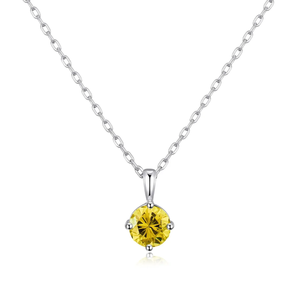 Sterling Silver November (Topaz) Birthstone Necklace Created with Zircondia® Crystals: the shop's own photo