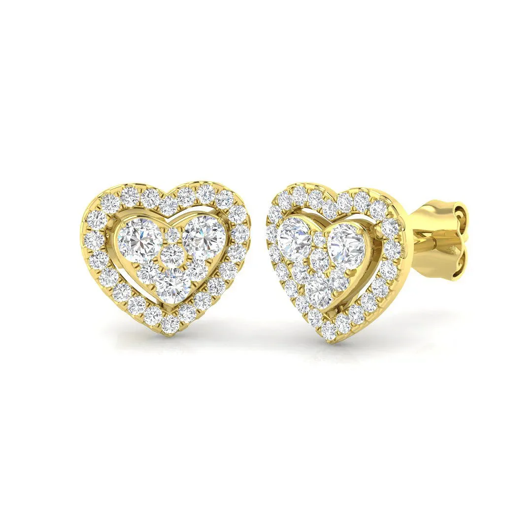 Natural/Lab Grown Diamond Cluster Earring In 9K/18K Hallmarked Gold - Lab Grown Diamond / 9k Yellow Gold / 0.50 Carat: the shop's own photo