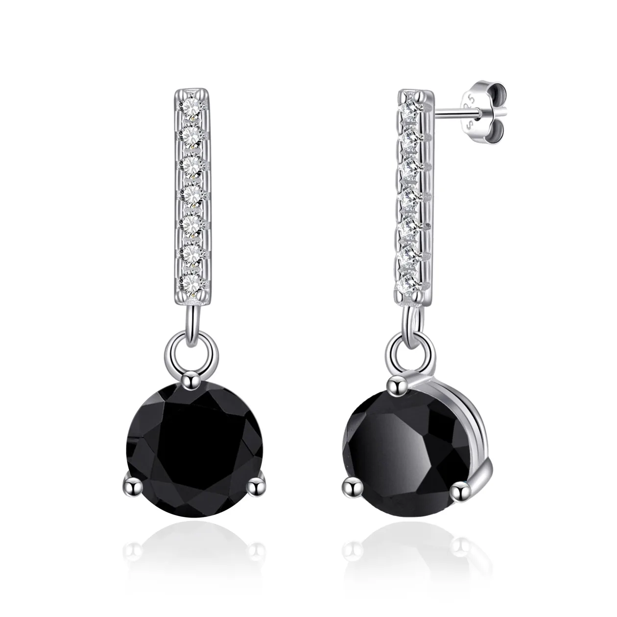Sterling Silver Black Onyx Gemstone Drop Earrings: the shop's own photo