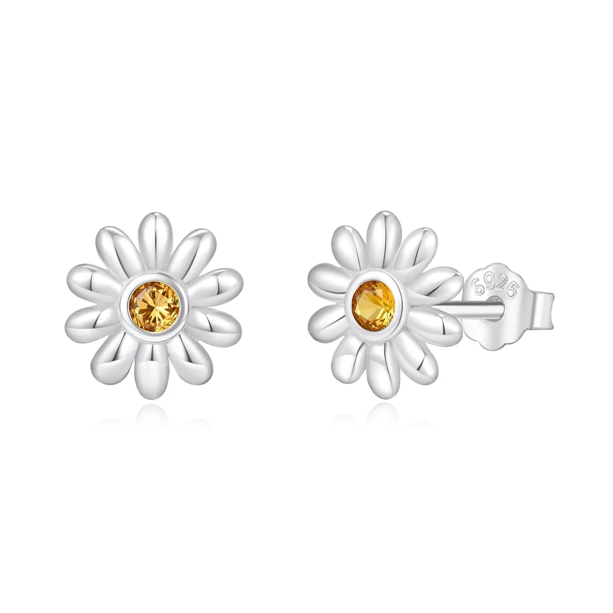 Sterling Silver Daisy Earrings Created with Zircondia® Crystals: the shop's own photo