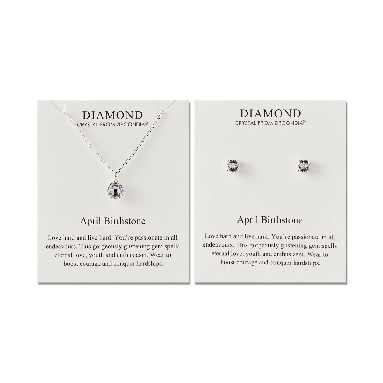 April (Diamond) Birthstone Necklace & Earrings Set Created with Zircondia® Crystals: the shop's own photo
