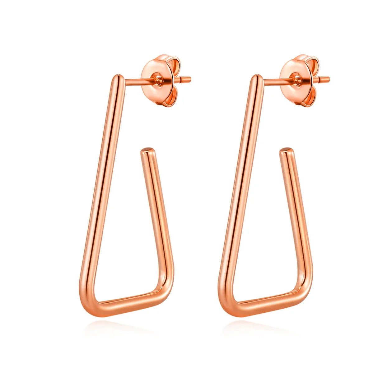 Rose Gold Plated Triangle Hoop Earrings: the shop's own photo