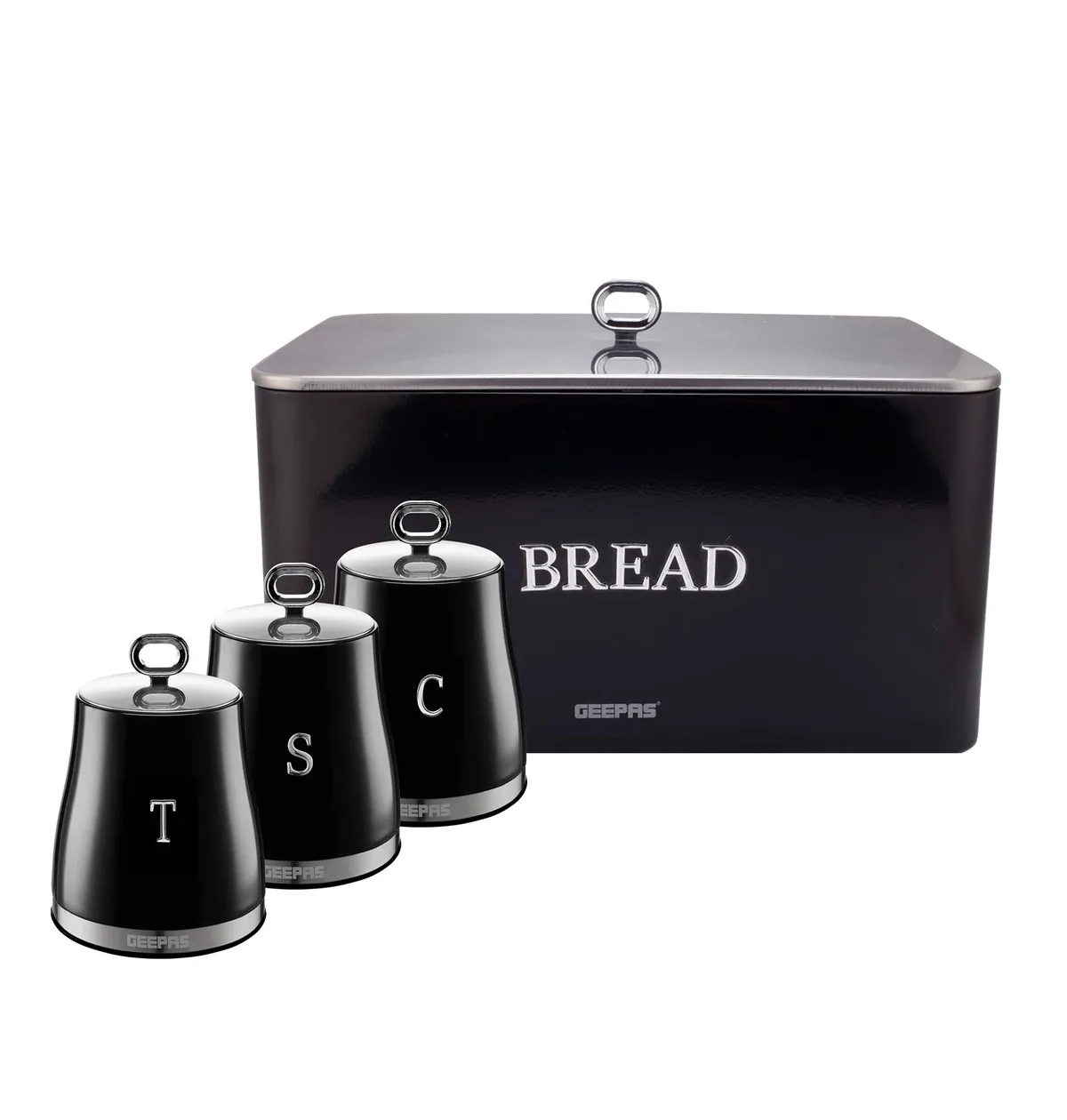 4-Piece Tea, Coffee, Sugar Canister Set Retrovive In Black: the shop's own photo