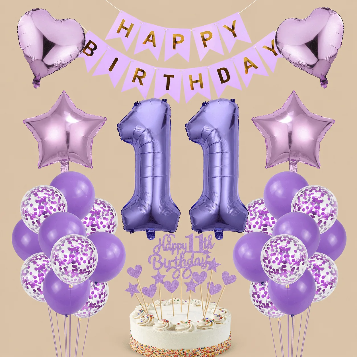 11th Birthday Purple Number Balloon Set: the shop's own photo