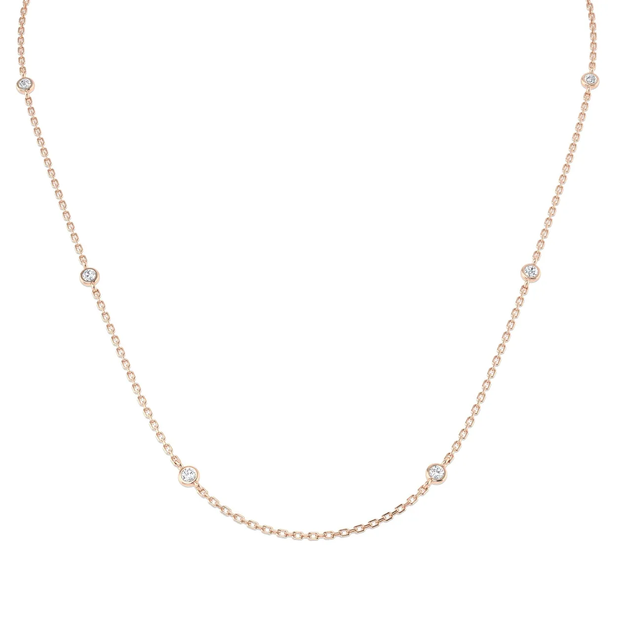 Diamond Station Necklace | Timeless Luxury Jewelry - 9k Rose Gold / Natural Diamond(F/SI) / 0.25 Carat: the shop's own photo
