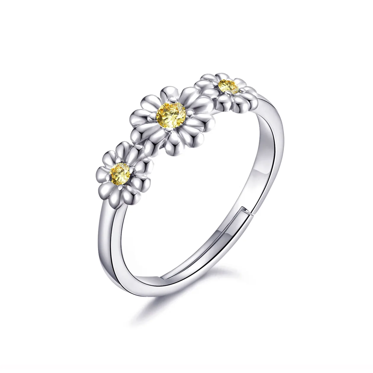 Adjustable Triple Crystal Daisy Ring Created with Zircondia® Crystals: the shop's own photo