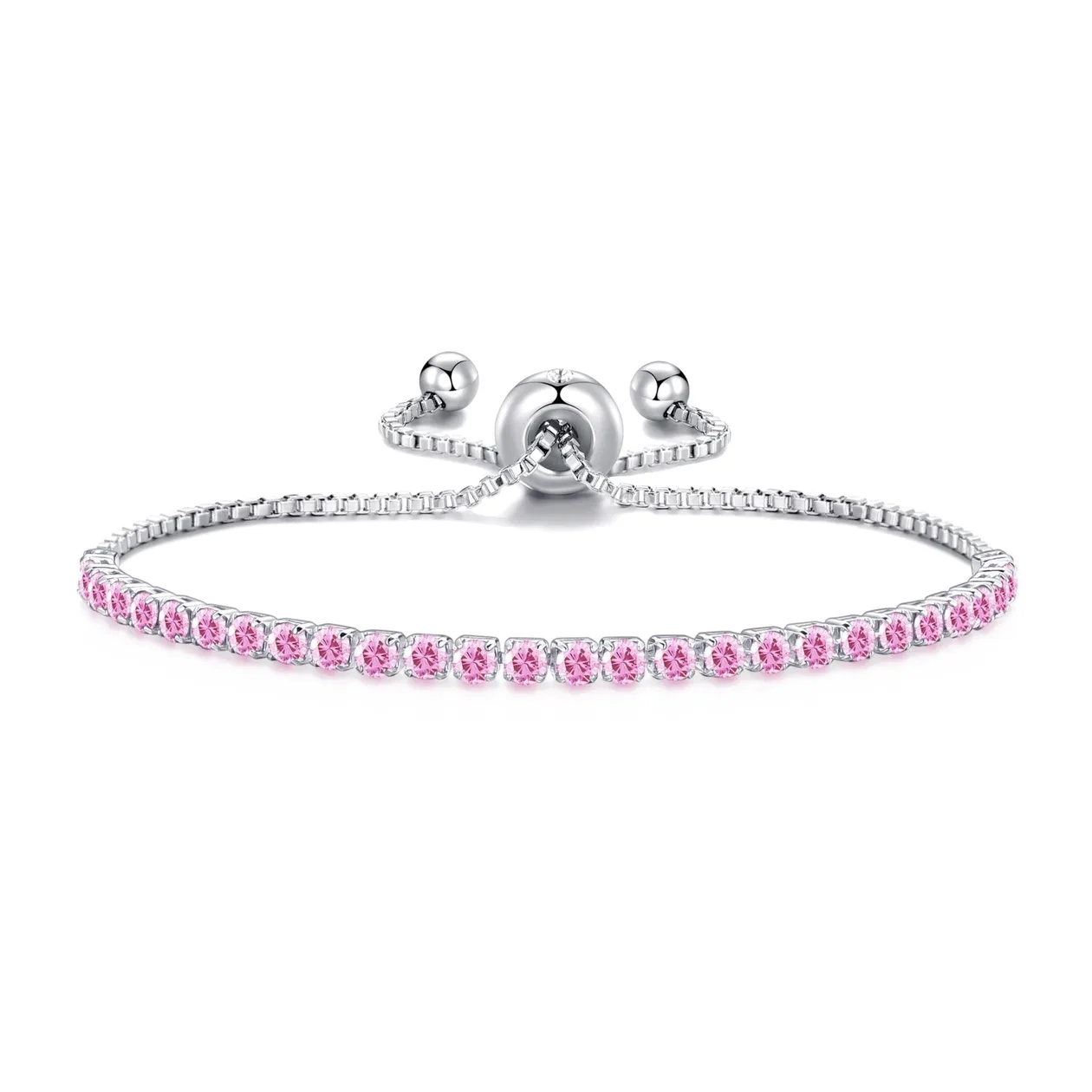 Light Pink Tennis Friendship Slider Bracelet Created with Zircondia® Crystals: the shop's own photo