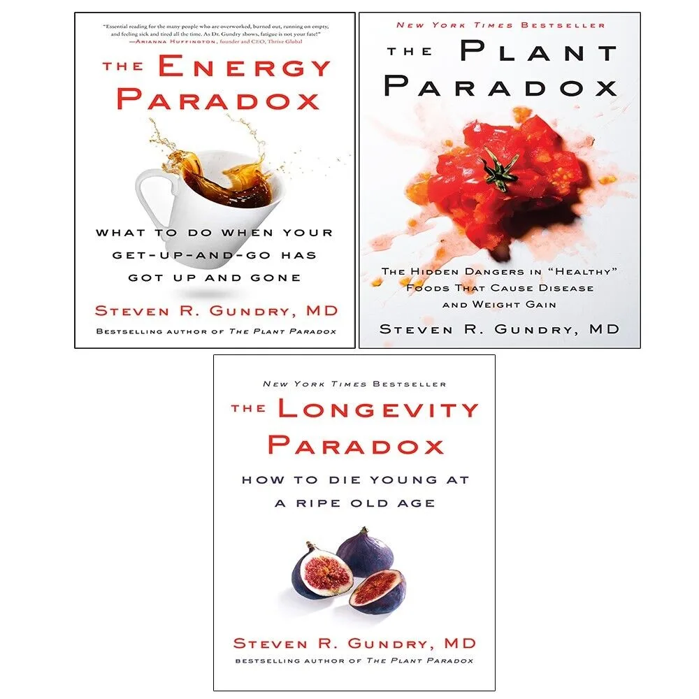The Plant Paradox 3 Books Collection Set by Dr. Steven R Gundry MD - Hardcover - Lectins, Longevity & Energy - New Health Book Bundle: the shop's own photo