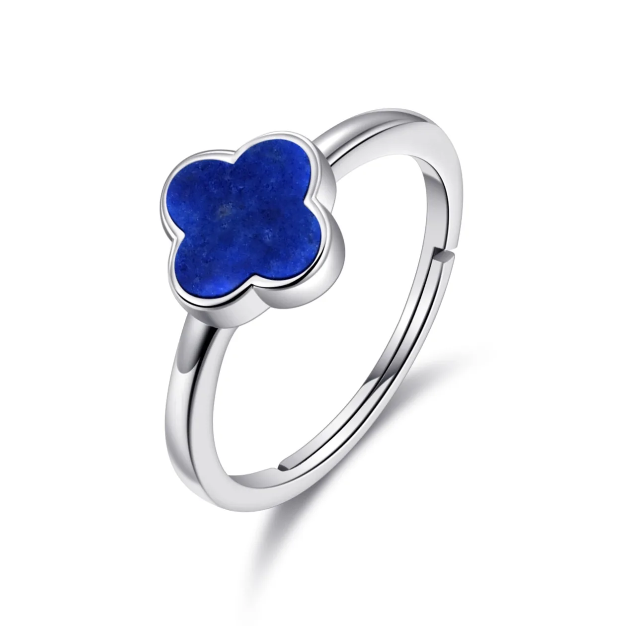 Lapis Gemstone Adjustable Clover Ring: the shop's own photo