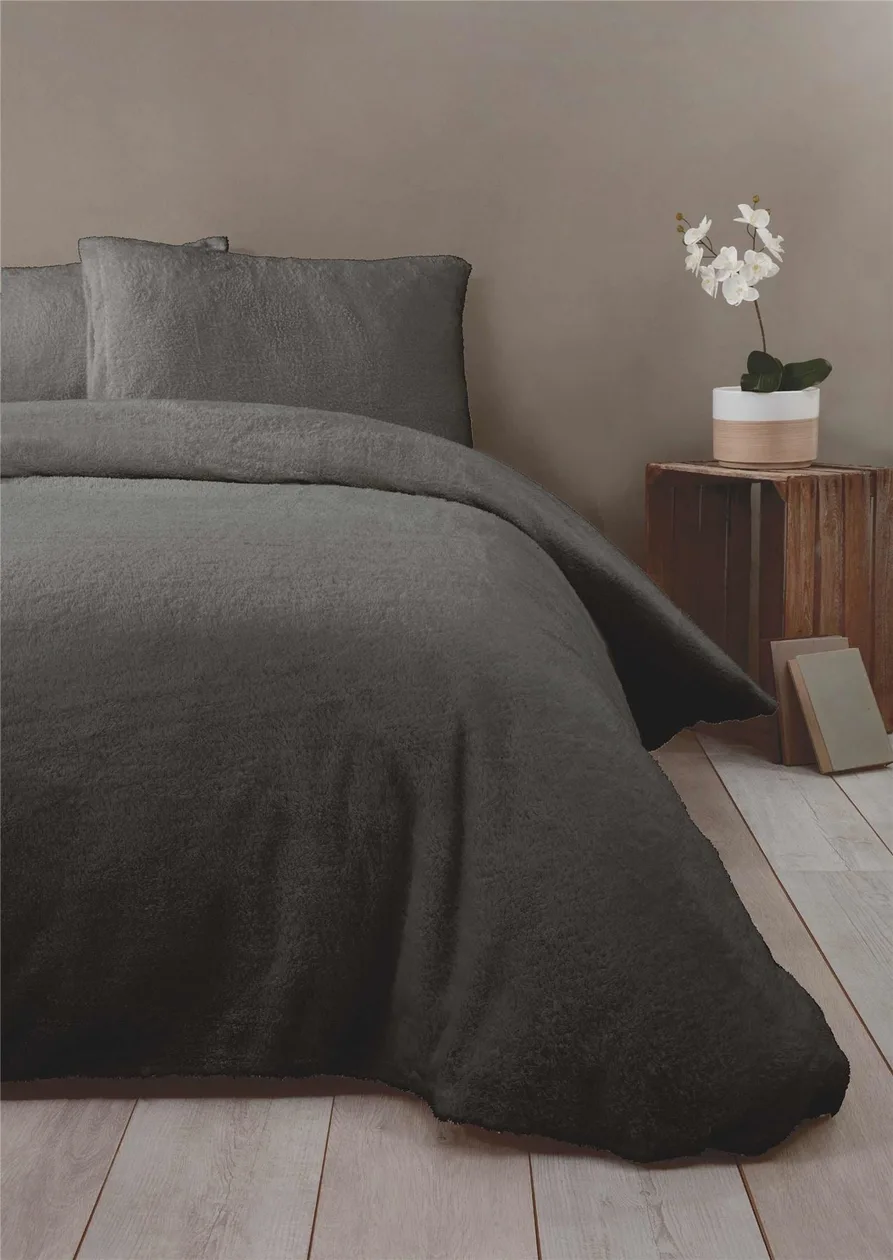 Teddy Bear Fleece Duvet Cover Set - Charcoal - Single: the shop's own photo