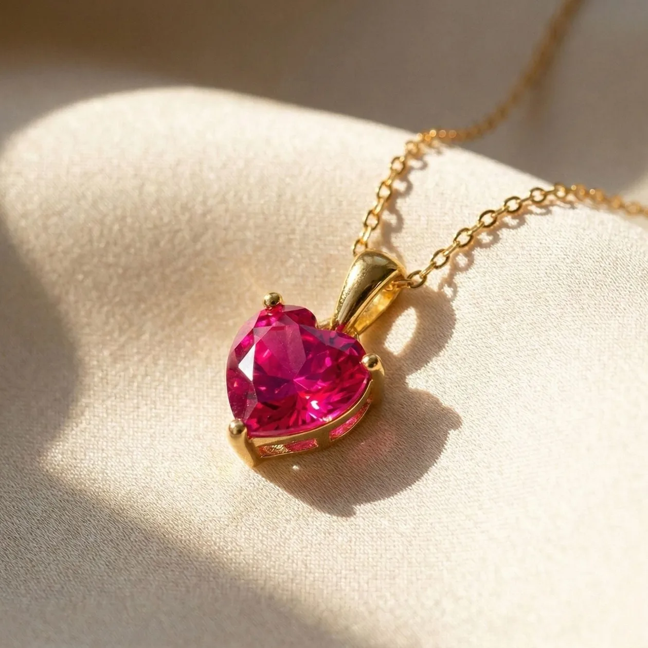 Ruby July Birthstone Love Heart Pendant Necklace: the shop's own photo