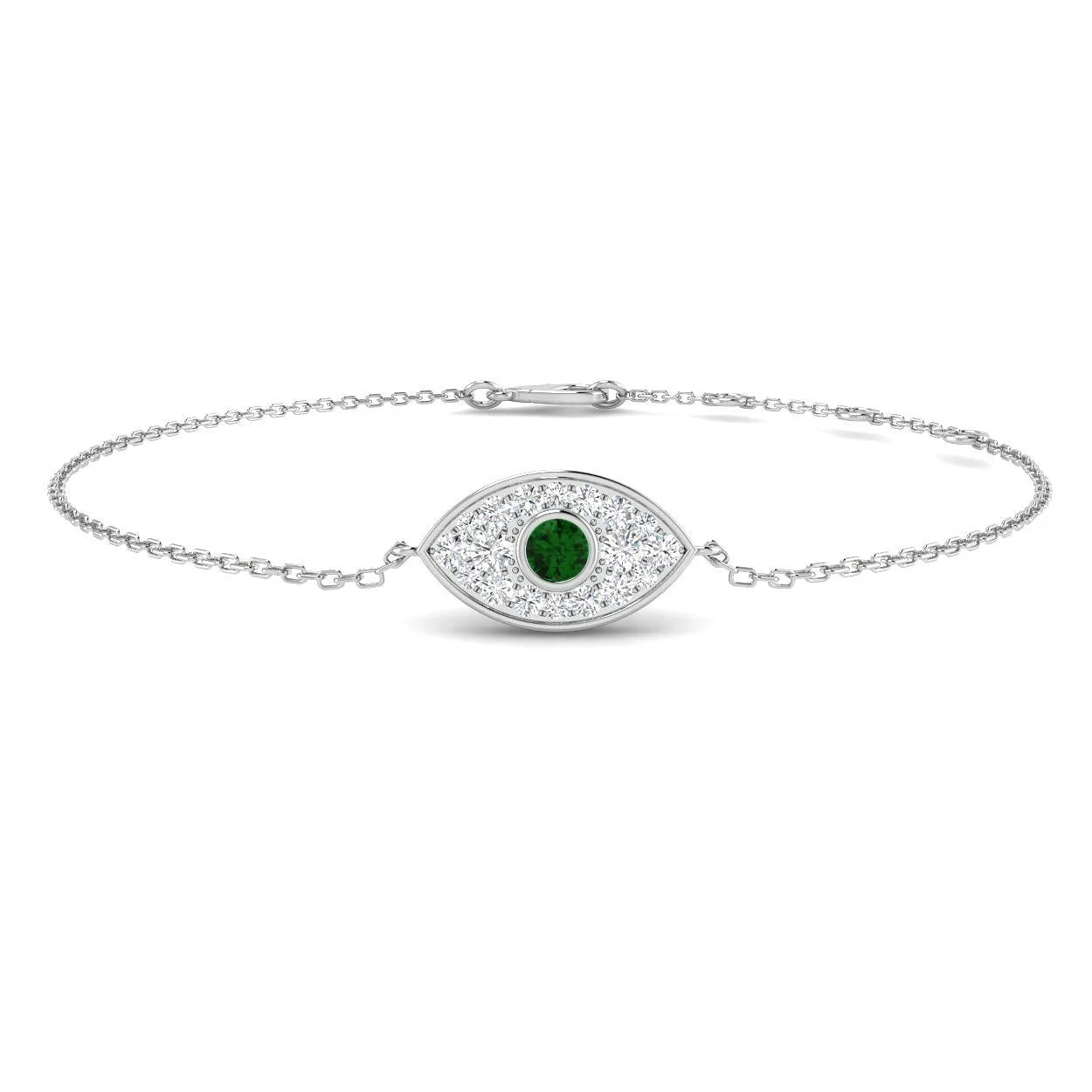 Emerald Halo Bracelet with Cluster Pave Set in 9K Gold | Protection Bracelet - 18k Yellow Gold / 0.35 Carat / Natural Diamond: the shop's own photo